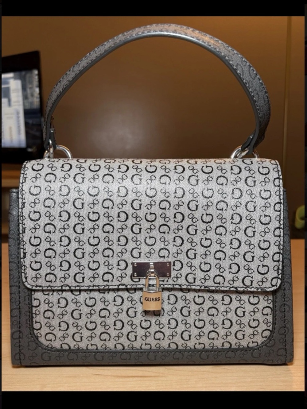 GUESS Iconic Light Gray and Dark Grey Shoulder Bag